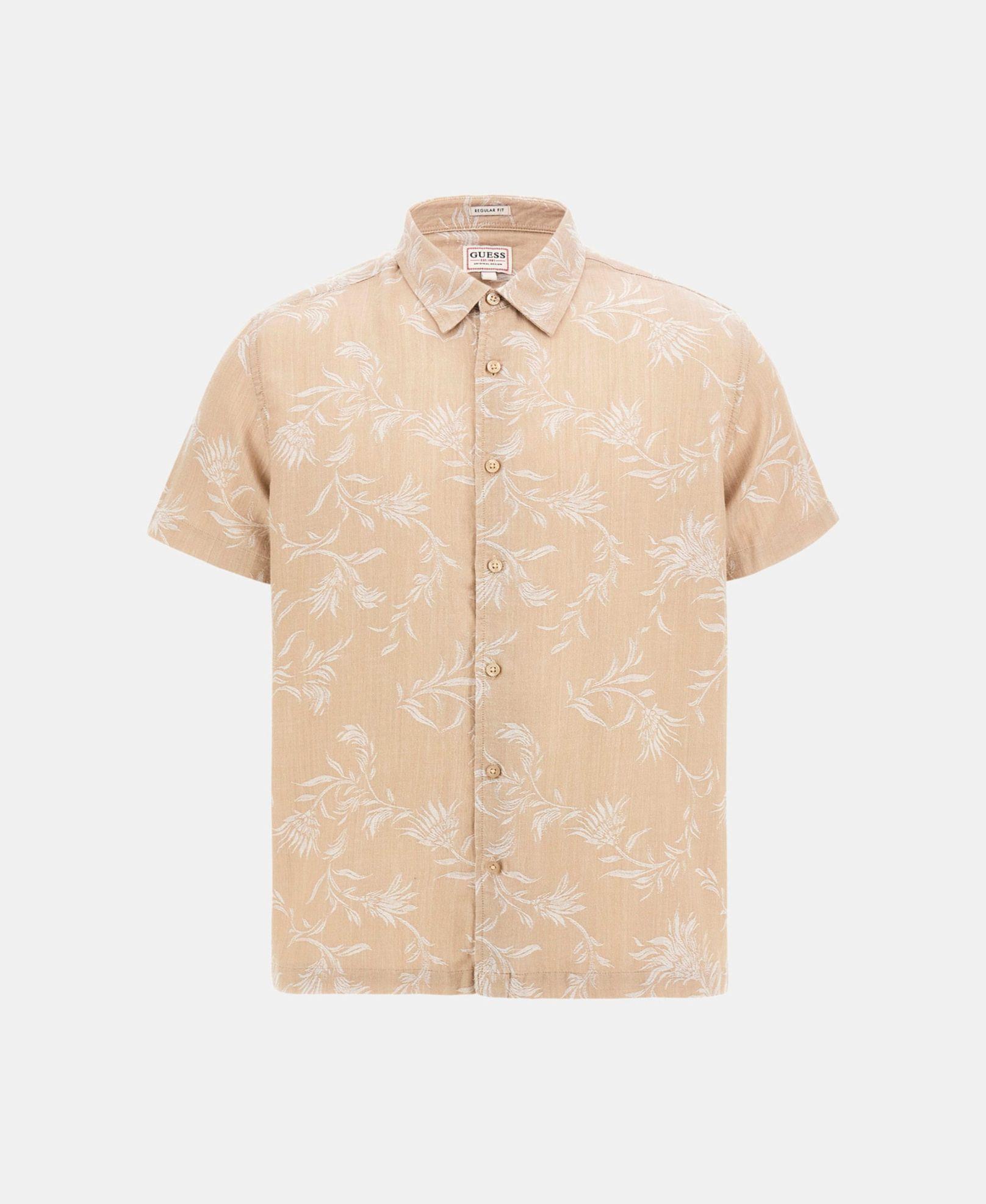 Camisa Ss Iverson Jacquard Shirt Beige-4