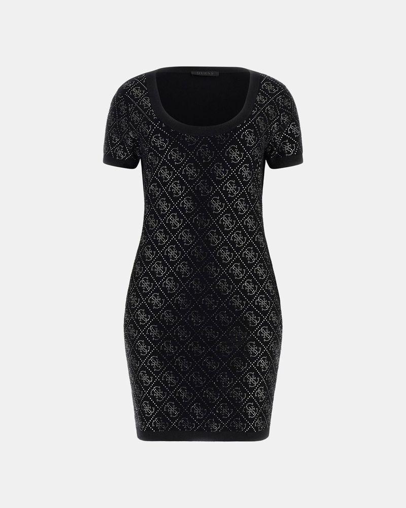 Vestido Guess Mujer Paige 4G Stones Ss Dress Swtr Negro-4