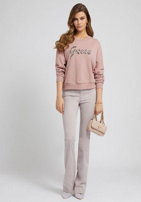 Polerón Guess Mujer Manila Sweatshirt Rosa-1