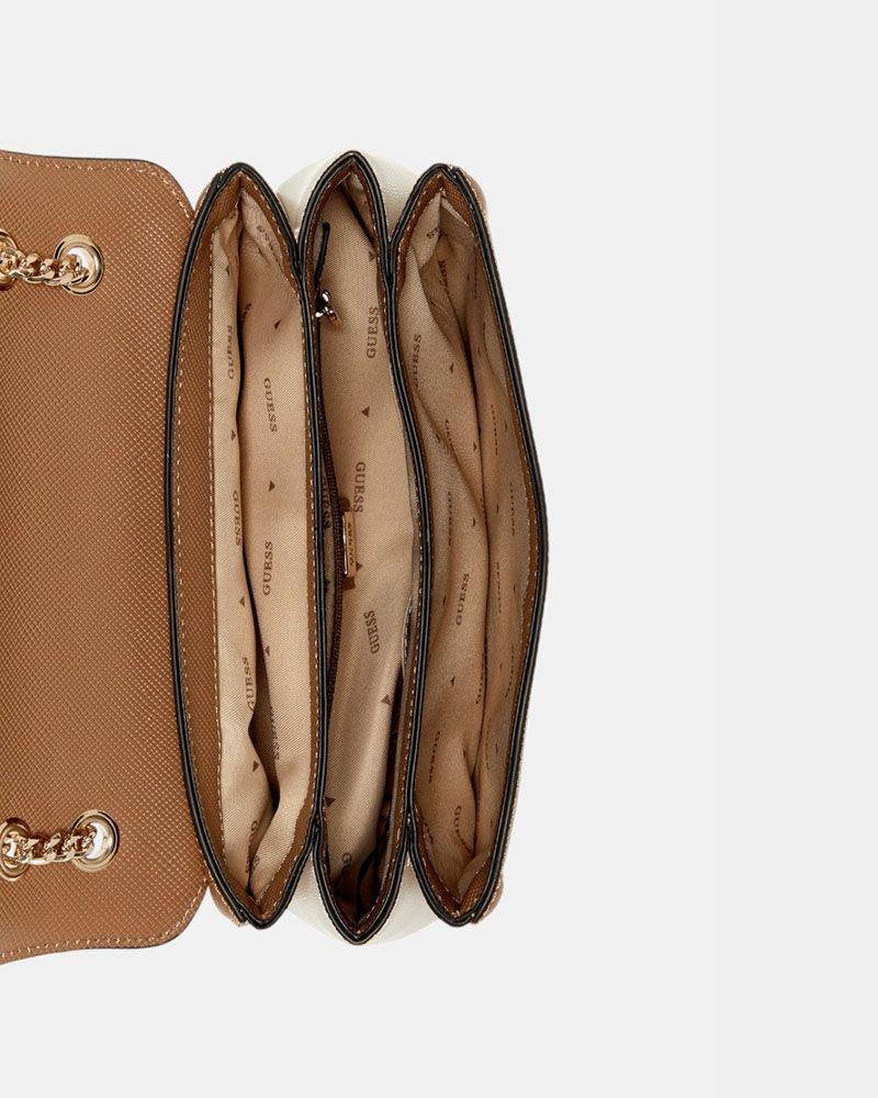 Cartera Guess Mujer Noelle Ii Cnvrtble Xbody Flap Café-2