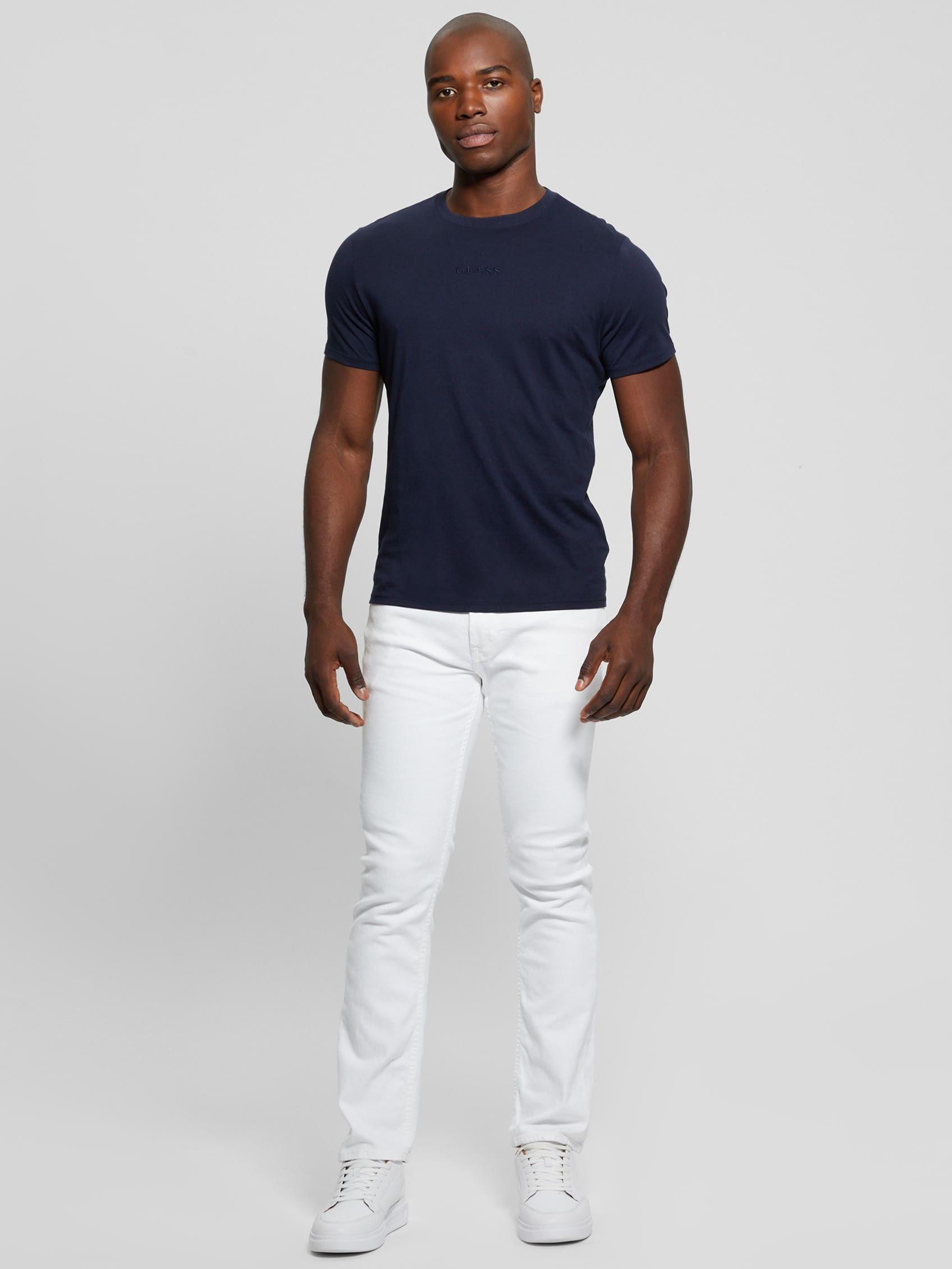 Polera Guess Hombre Ss Emb Pima Crew Azul-1