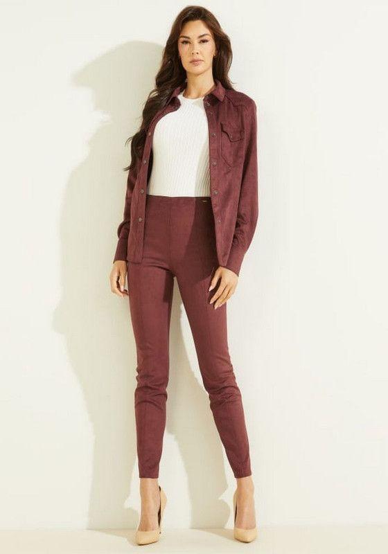 Pantalón Guess Mujer Maya Leggings Burdeo-1