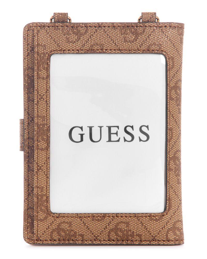 Billetera Guess Mujer Laurel Slg Chain Passport Case Café.-1