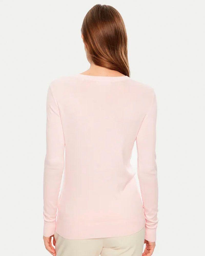Sweater Guess Mujer Ivory Triangle Logo Rn Ls Swtr Rosado-2