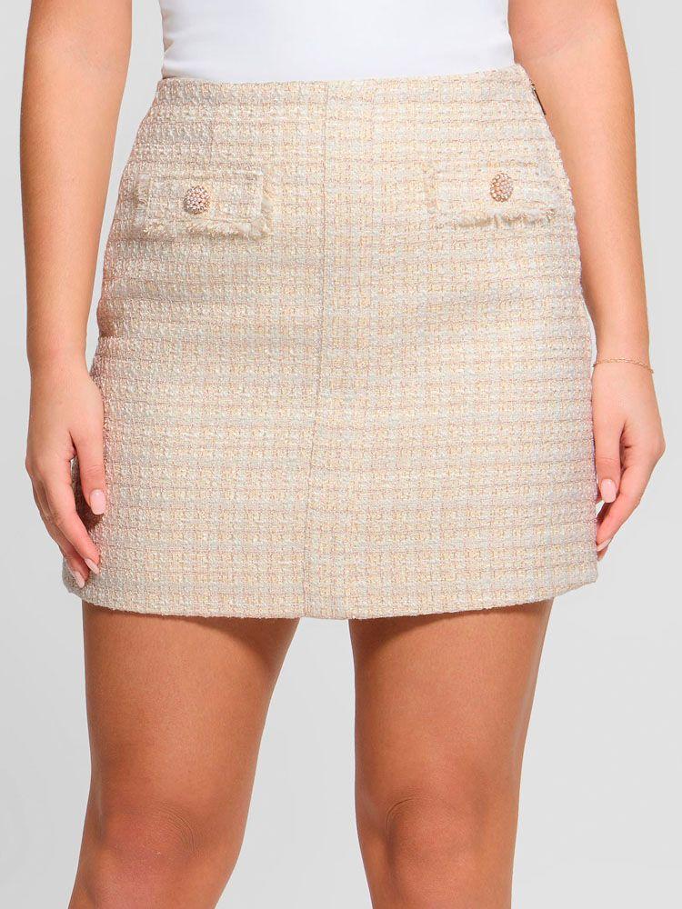 Falda Guess Mujer Daphnee Mini Flap Skirt Beige-0