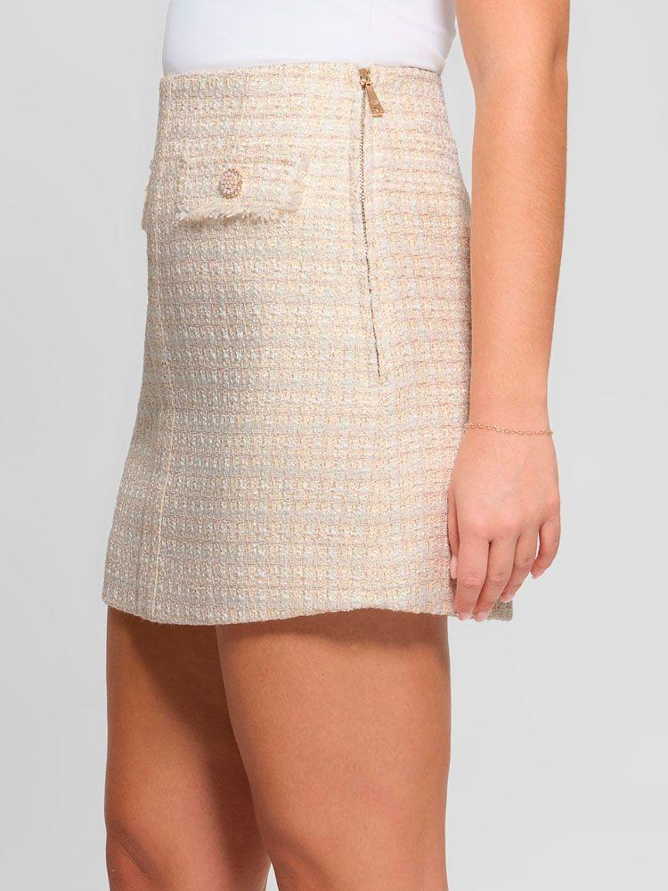 Falda Guess Mujer Daphnee Mini Flap Skirt Beige-3