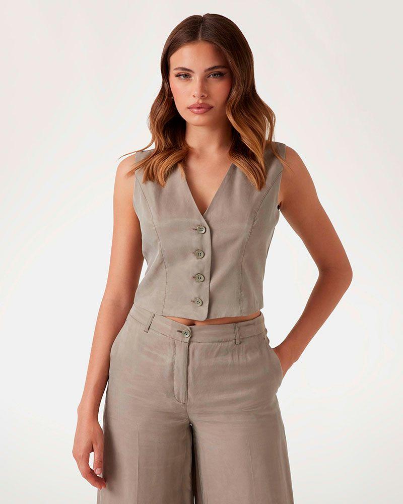 Blusa Guess Mujer Celestine Fluid Vest Café-0