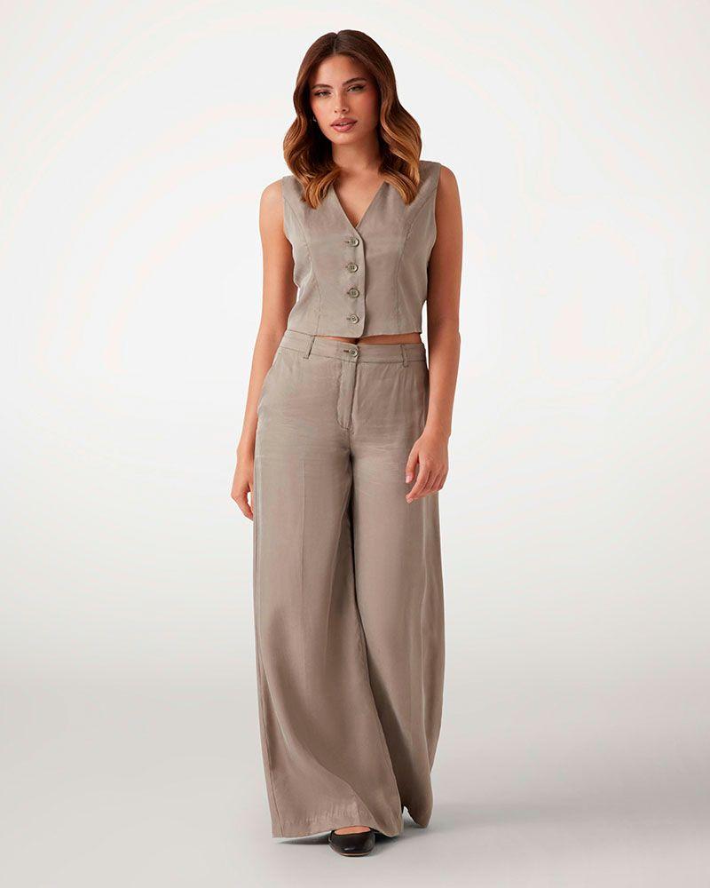 Blusa Guess Mujer Celestine Fluid Vest Café-1