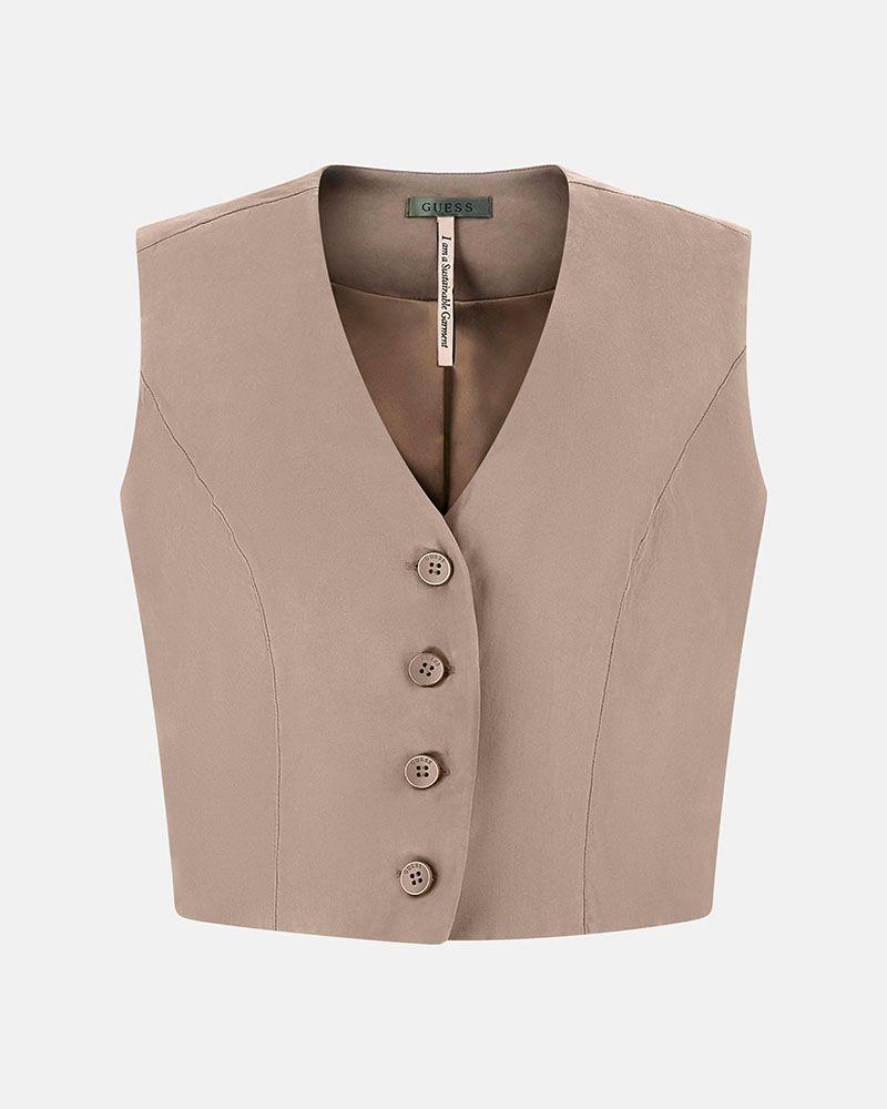 Blusa Guess Mujer Celestine Fluid Vest Café-4