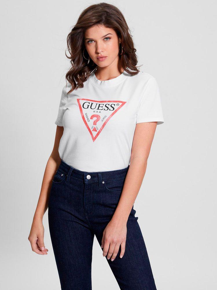 Polera Guess Mujer Ss Classic Fit Logo Tee Blanco-2
