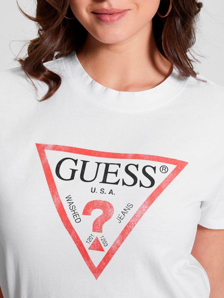 Polera Guess Mujer Ss Classic Fit Logo Tee Blanco-3