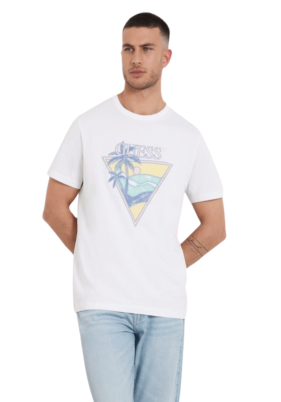 Polera Guess Hombre Ss Cn Summer Triangle Tee Blanco-0