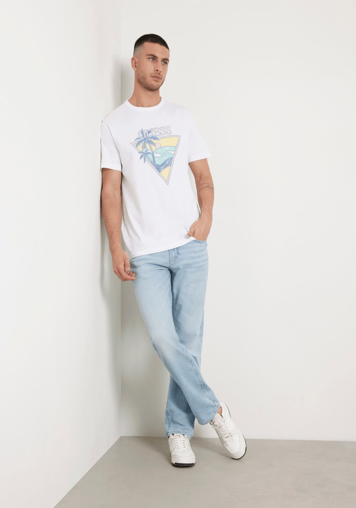 Polera Guess Hombre Ss Cn Summer Triangle Tee Blanco-1