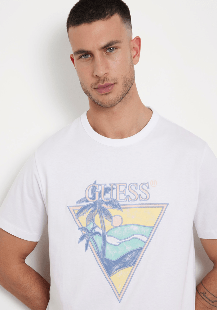 Polera Guess Hombre Ss Cn Summer Triangle Tee Blanco-3