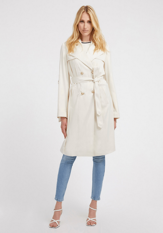 Abrigo Guess Mujer Agape Belted Trench Crema-1