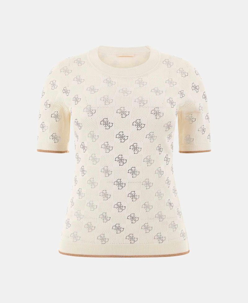 Polera Guess Mujer Rosie 4G Rn Ss Swtr Blanco-4