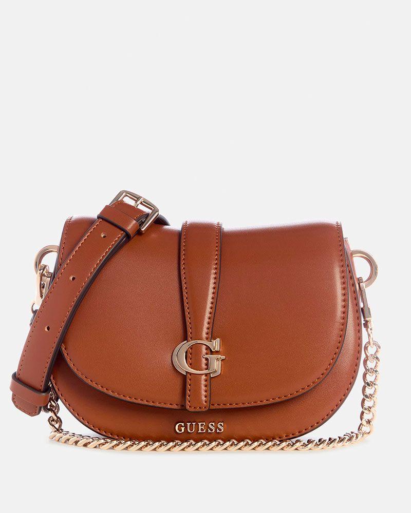 Mini Cartera Guess Mujer Carrie Mini Flap Crossbody Café-0