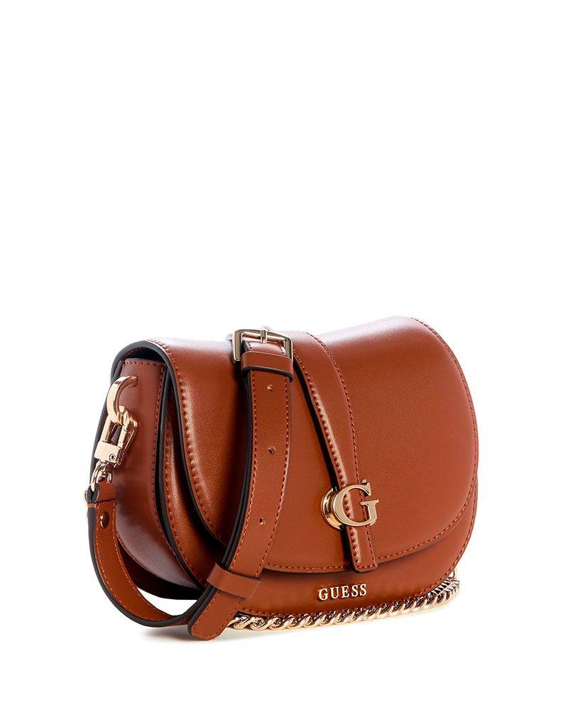 Mini Cartera Guess Mujer Carrie Mini Flap Crossbody Café-1