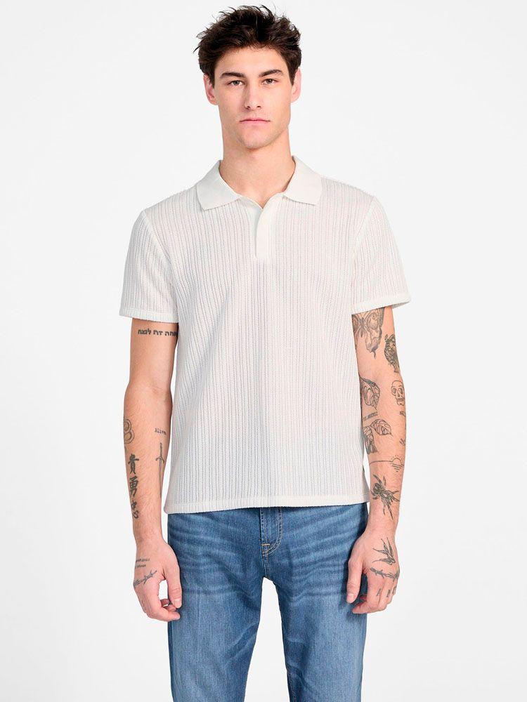 Polera Guess Hombre Ss Dario Knit Textured Polo Blanco-3