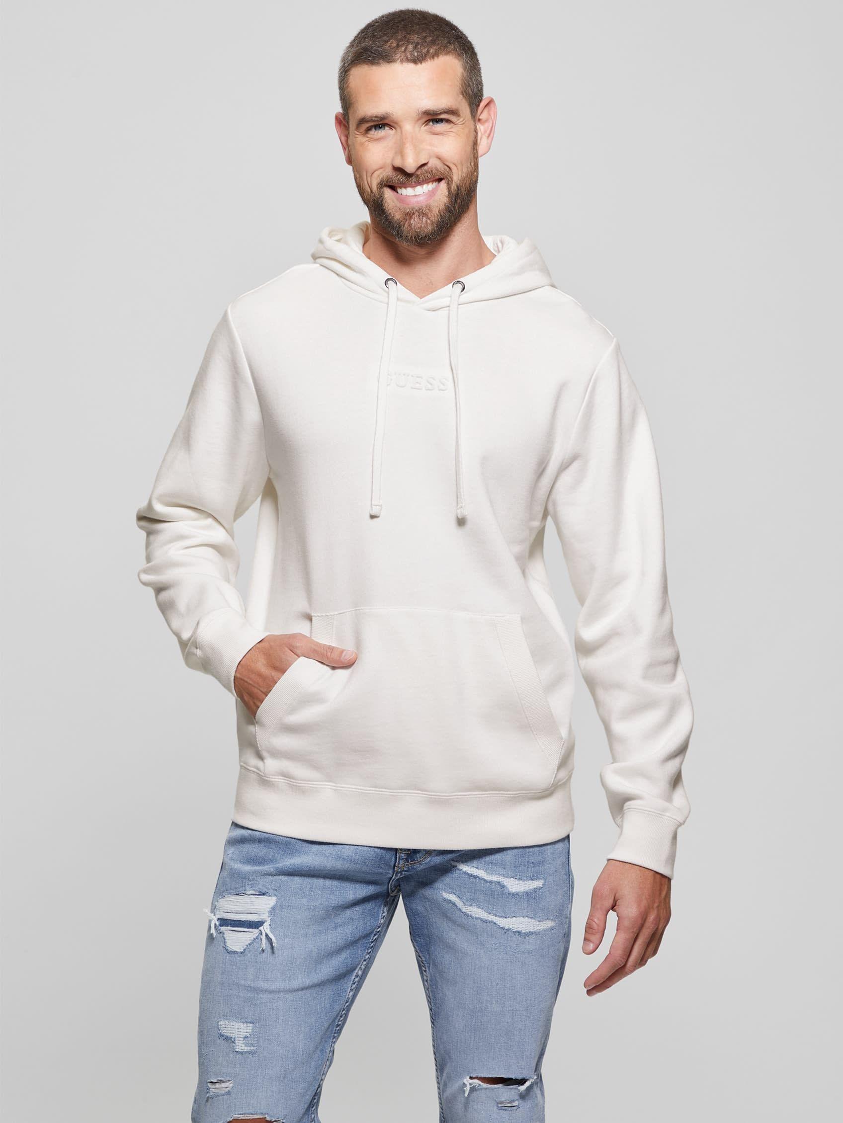 Poleron Guess Hombre Roy Embossed Hoodie Blanco-0