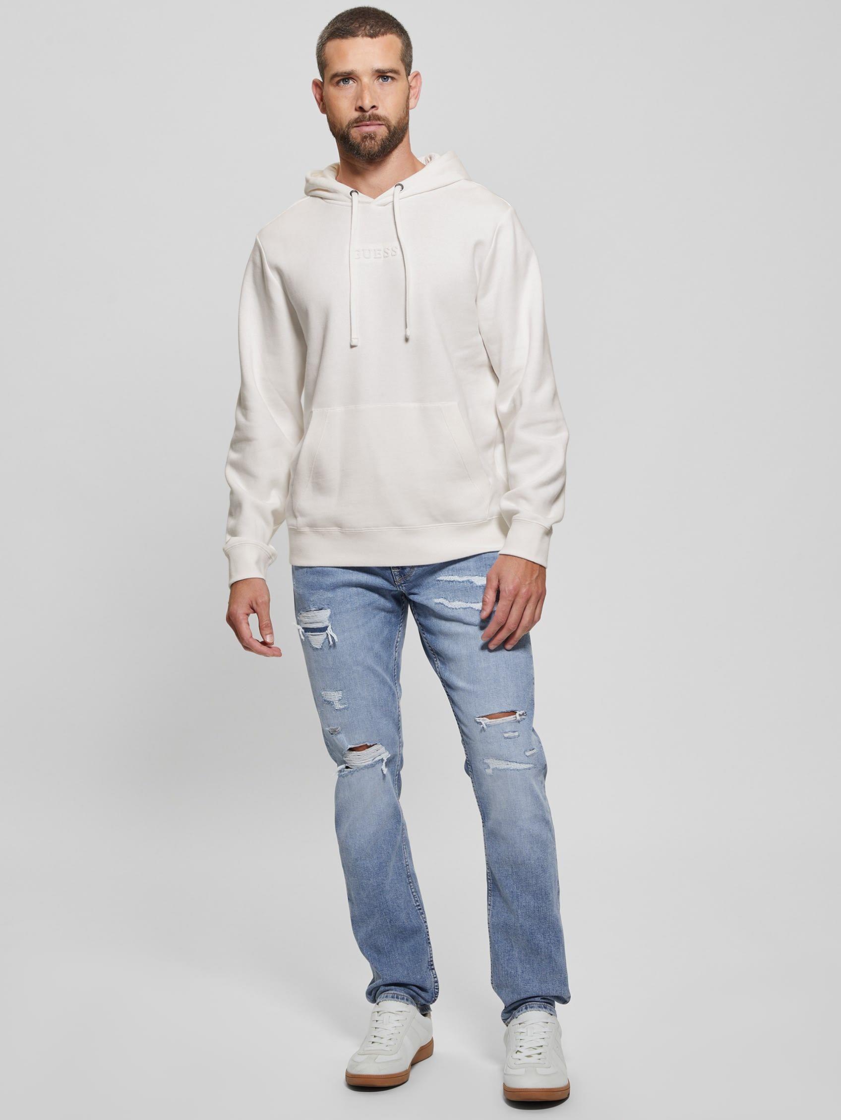 Poleron Guess Hombre Roy Embossed Hoodie Blanco-2