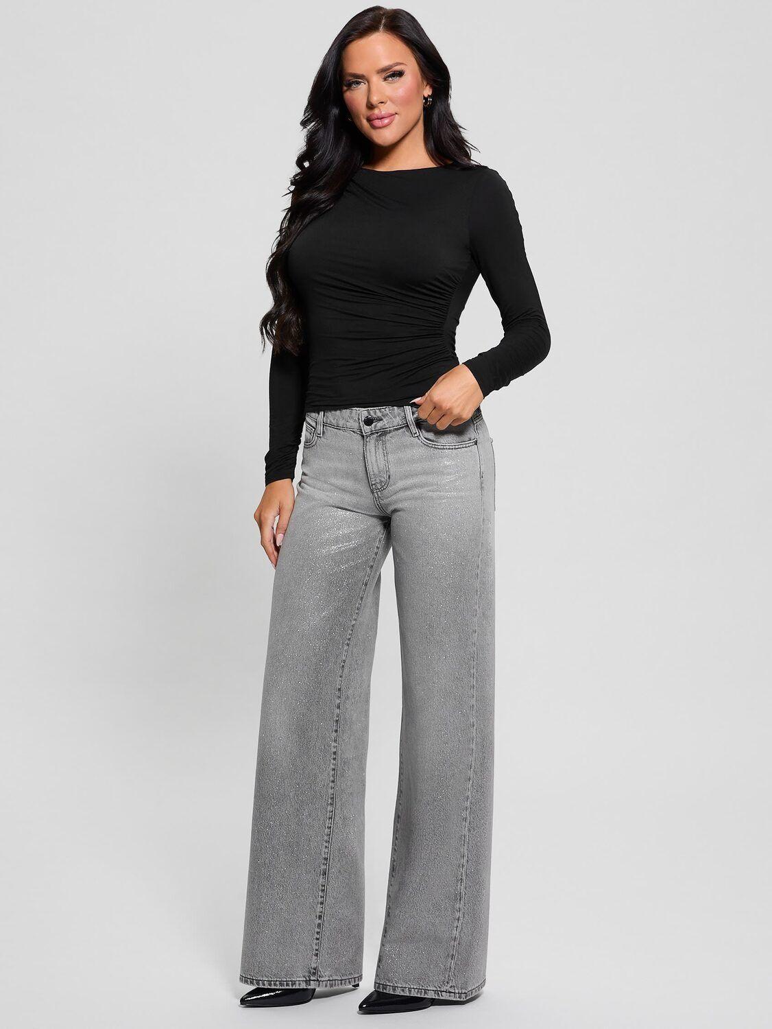 Jeans Guess Mujer Sexy Palazzo Plata-3