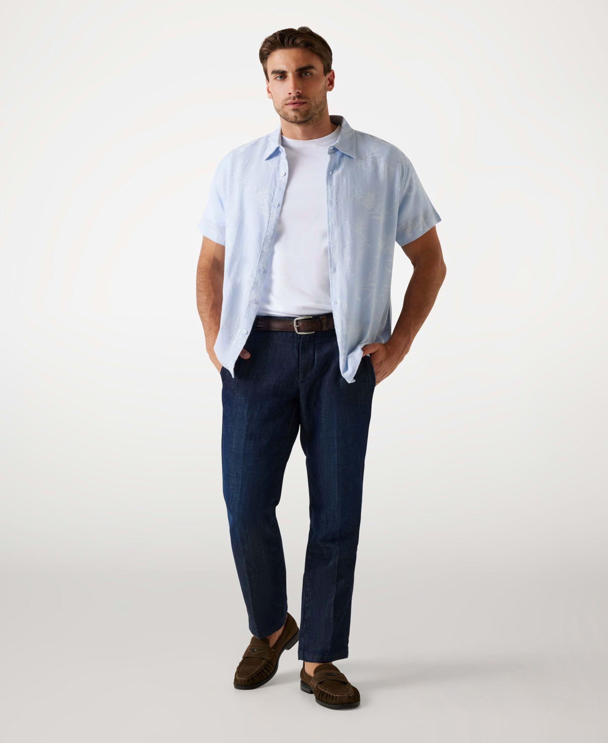 Camisa Ss Iverson Jacquard Shirt Azul-1