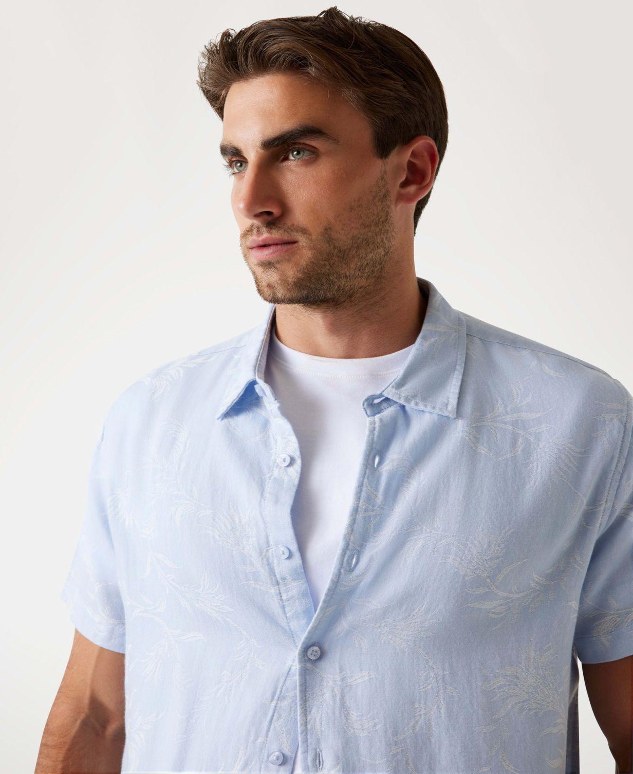 Camisa Ss Iverson Jacquard Shirt Azul-3
