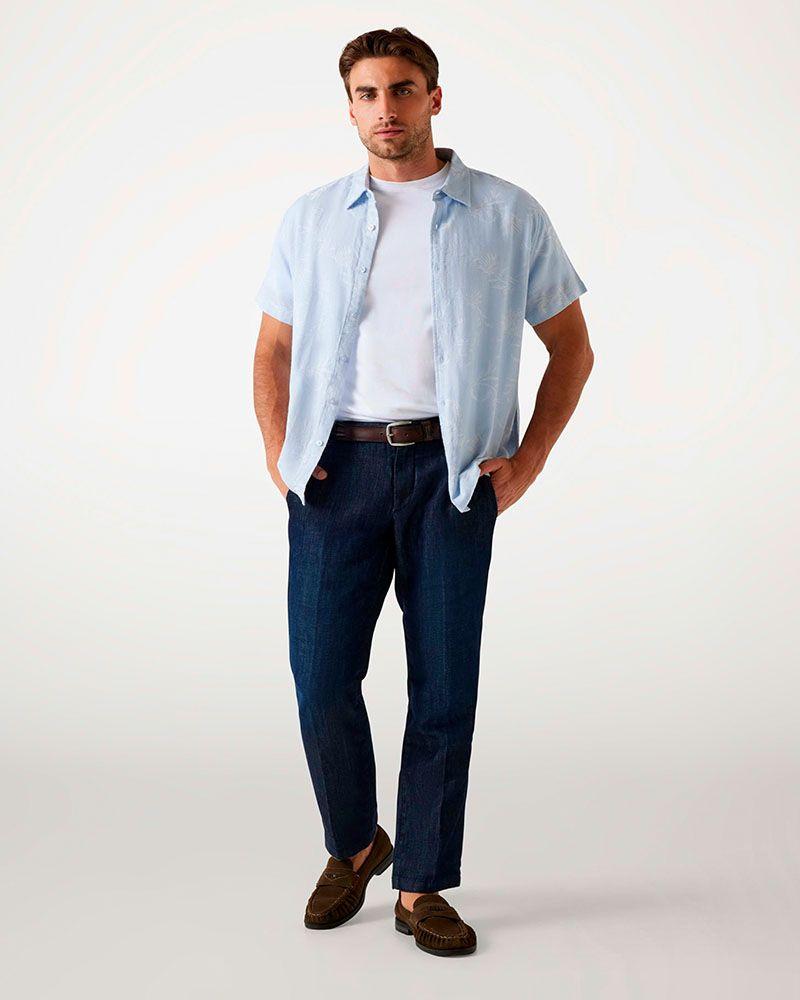 Camisa Ss Iverson Jacquard Shirt Azul-1