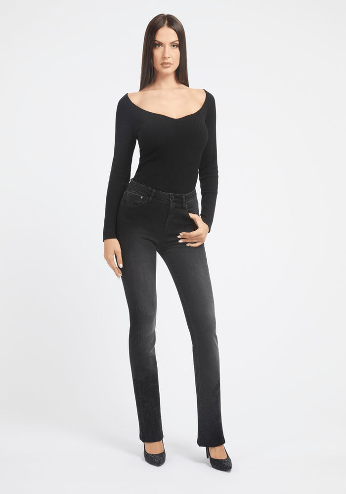Jeans Guess Mujer Sexy Flare Negro-1