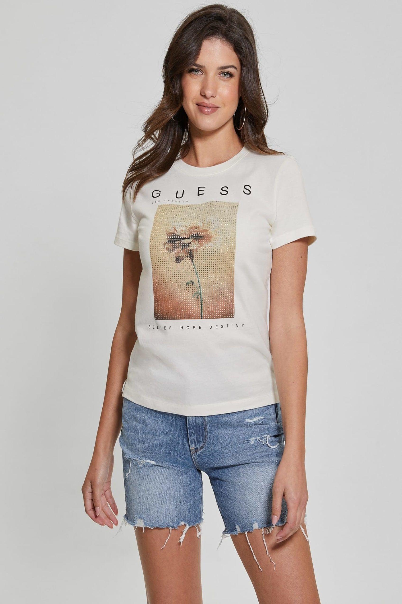Polera Guess Mujer Ss Cn Pictured Strass Tee Surtido-0