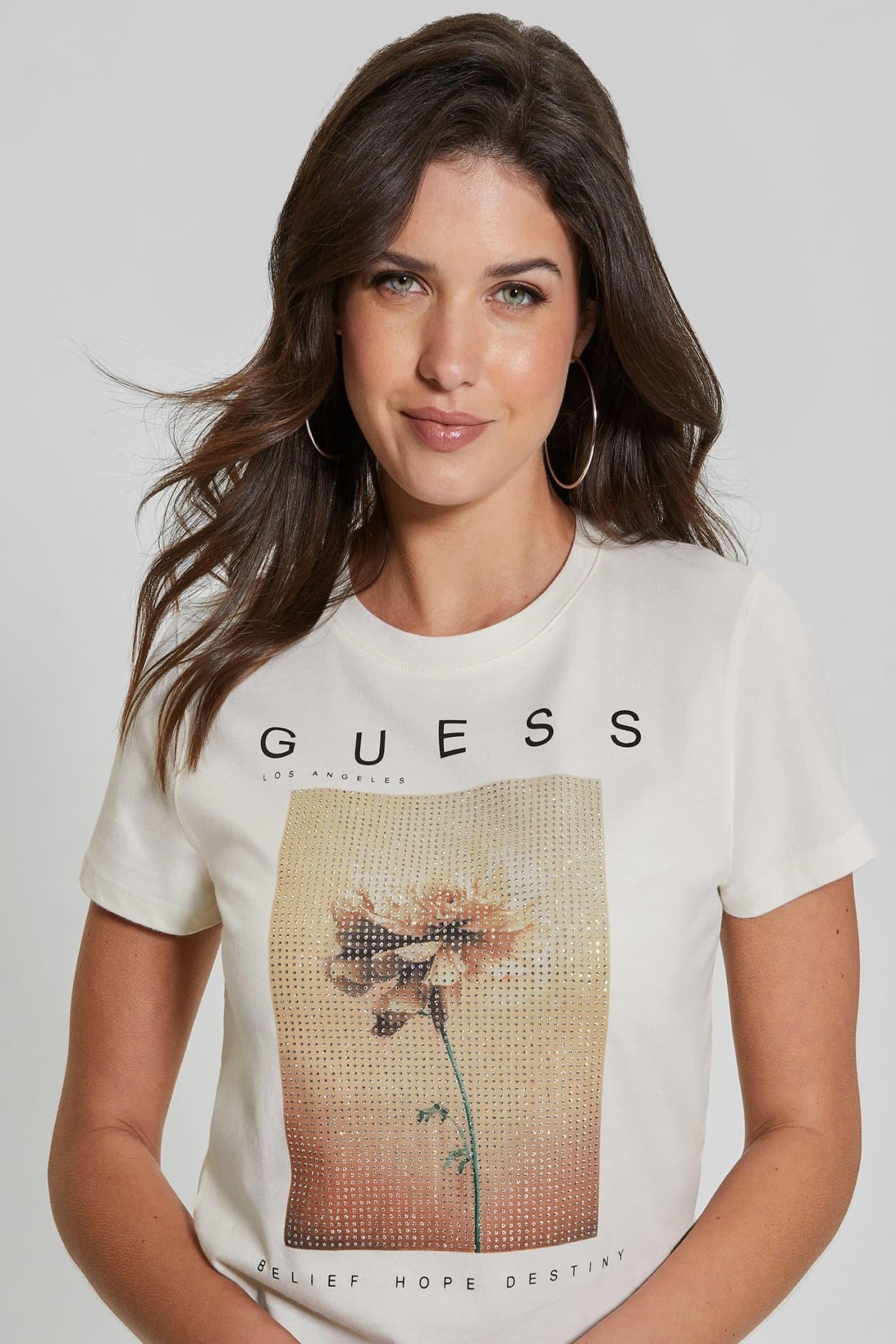 Polera Guess Mujer Ss Cn Pictured Strass Tee Surtido-2