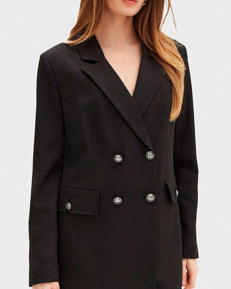 Chaqueta Guess Mujer New Fiona Double Breast Blazer Negro-0