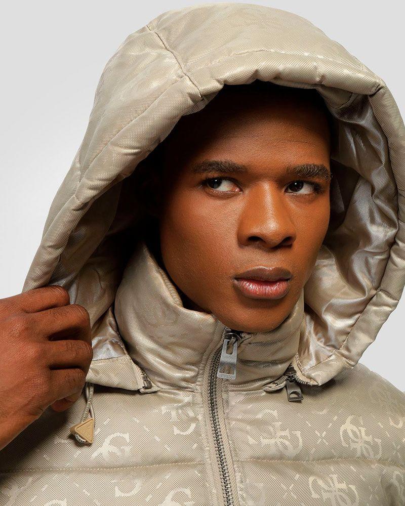 Chaqueta Guess Hombre Logo Nylon Zip Puffer Beige-2
