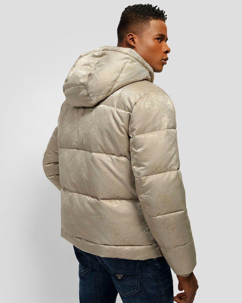 Chaqueta Guess Hombre Logo Nylon Zip Puffer Beige-3