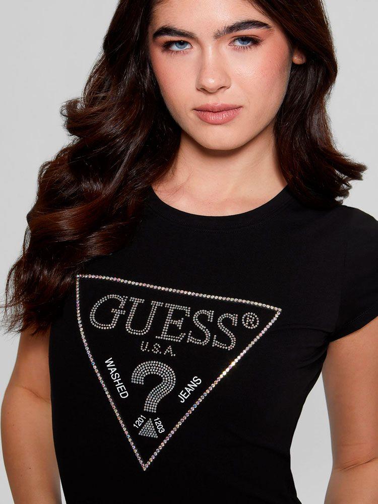 Polera Guess Mujer Ss Embellished Logo R3 Tee Negro-0