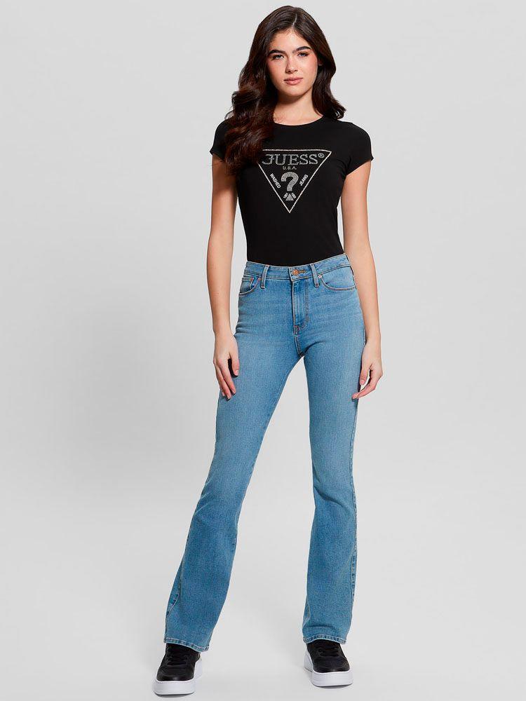 Polera Guess Mujer Ss Embellished Logo R3 Tee Negro-1