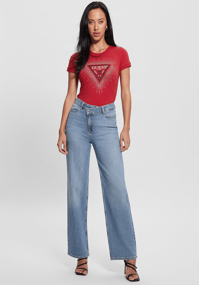 Polera Guess Mujer Ss Cn Star Triangle Tee Rojo-1