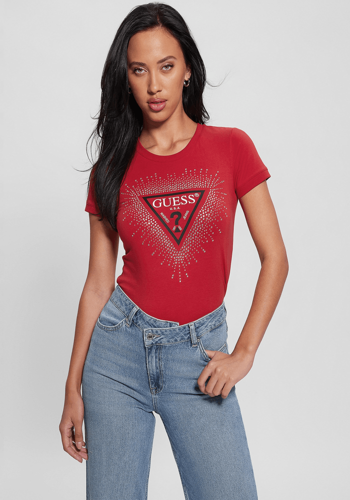 Polera Guess Mujer Ss Cn Star Triangle Tee Rojo-2