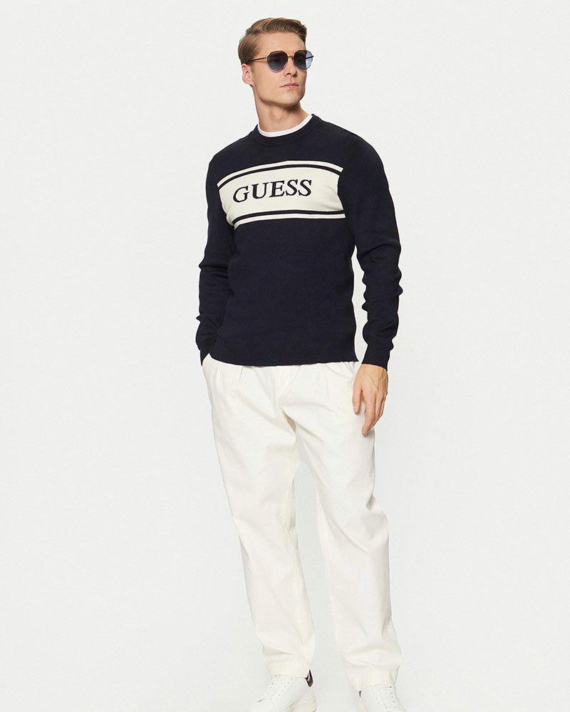 Sweater Guess Hombre Flick Cn Blocking Swtr Azul-3