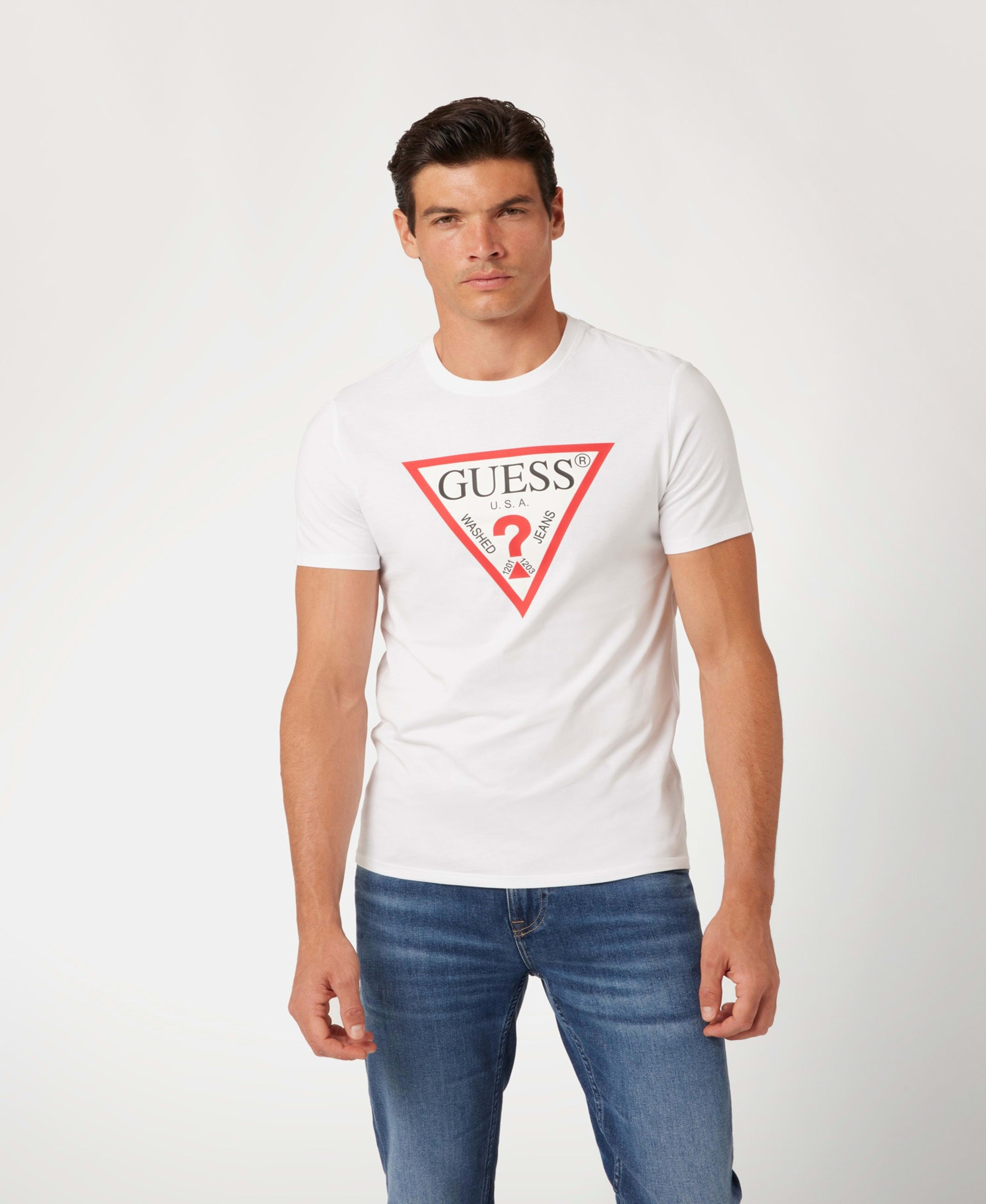 Polera Guess Hombre Cn Ss Original Logo Tee Blanco-0