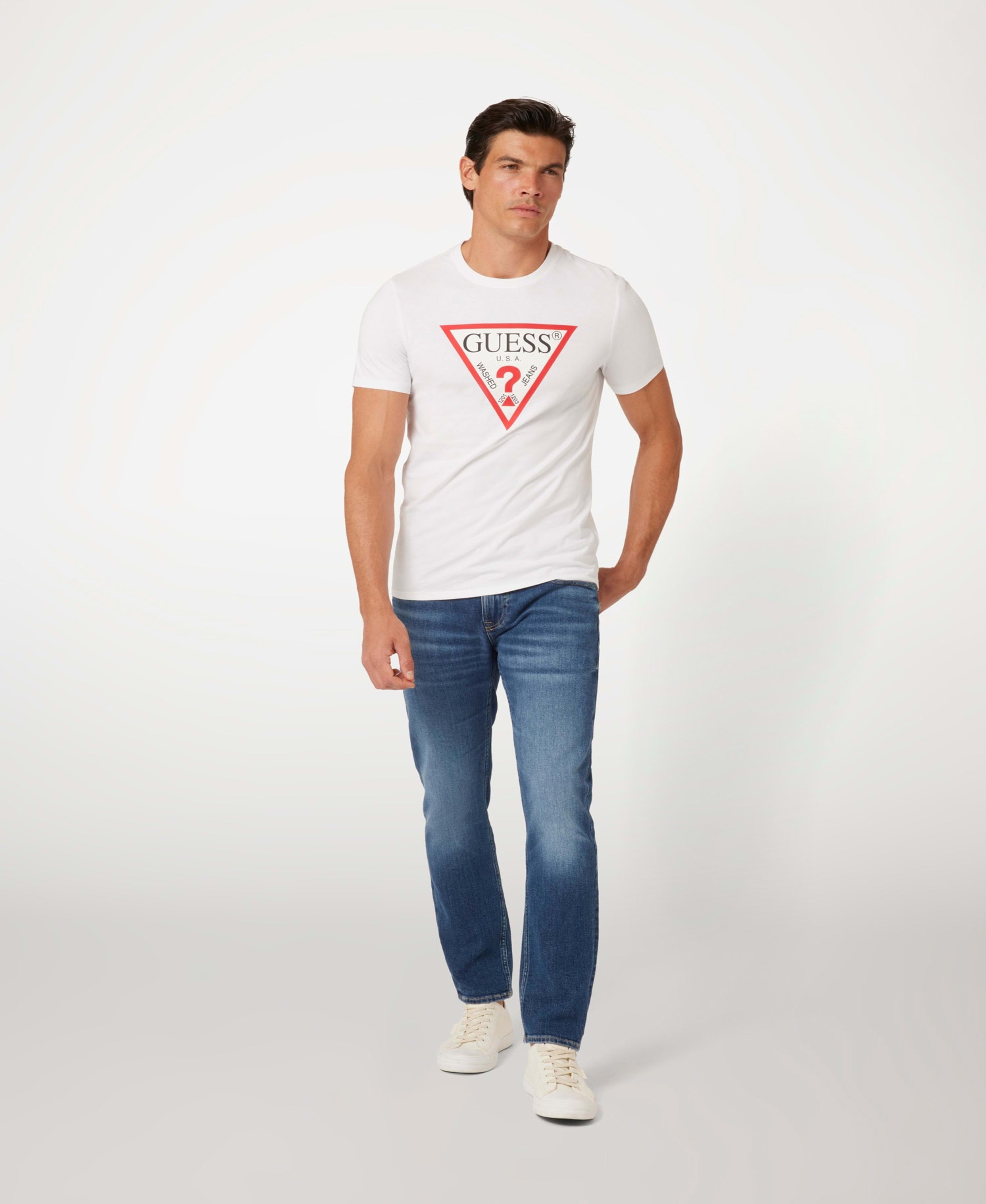 Polera Guess Hombre Cn Ss Original Logo Tee Blanco-1
