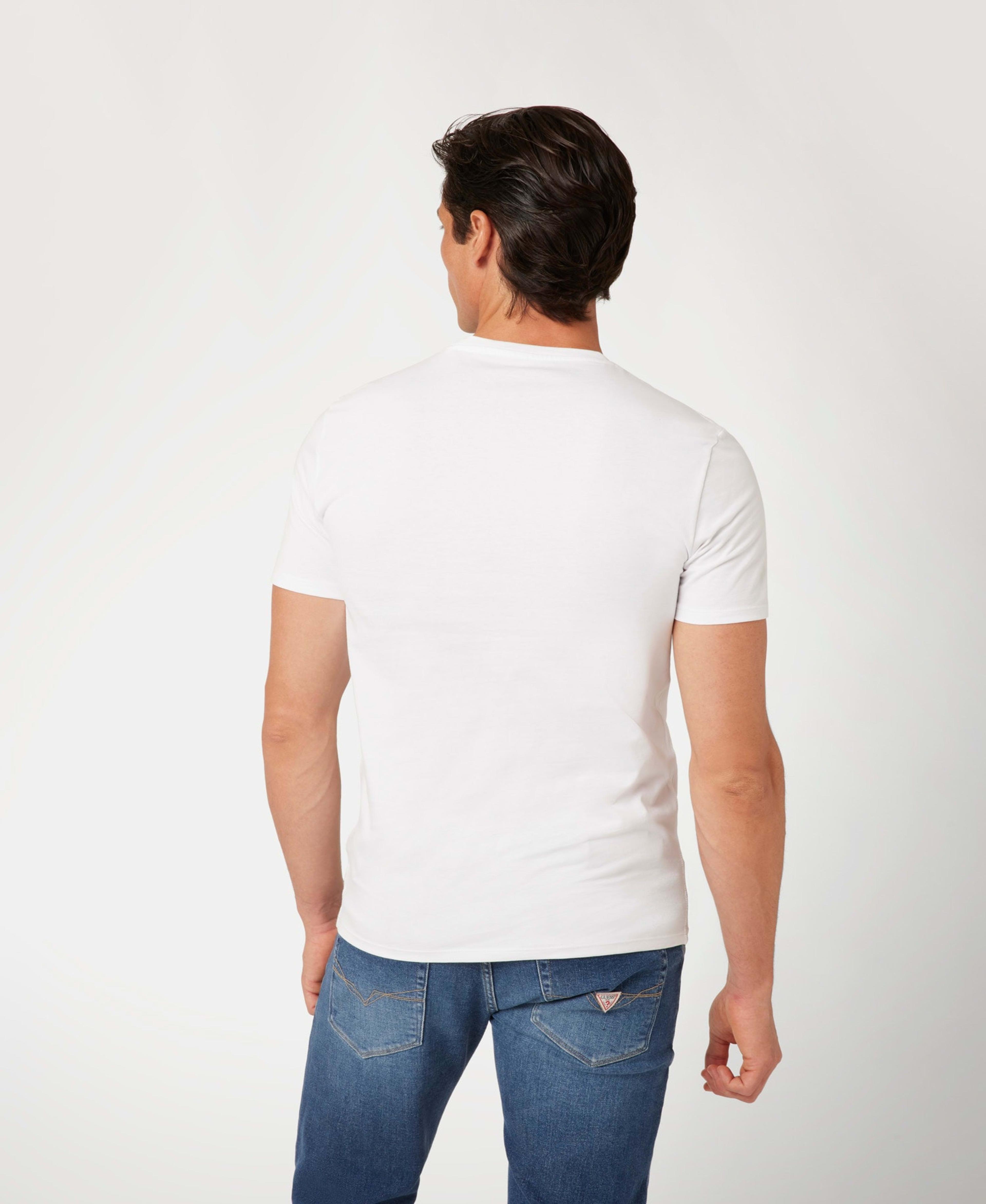 Polera Guess Hombre Cn Ss Original Logo Tee Blanco-2