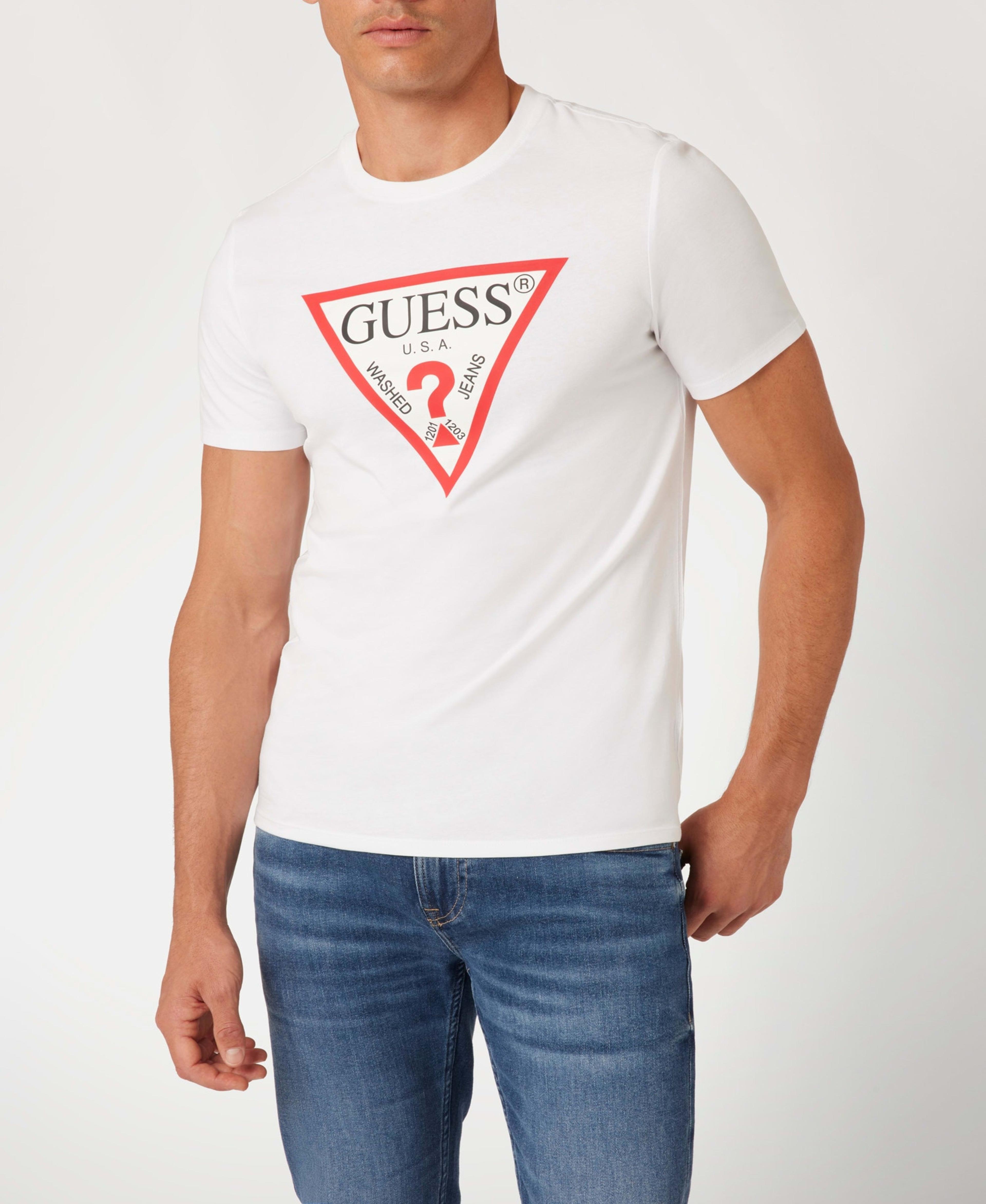 Polera Guess Hombre Cn Ss Original Logo Tee Blanco-3