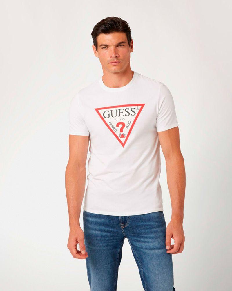 Polera Guess Hombre Cn Ss Original Logo Tee Blanco-0