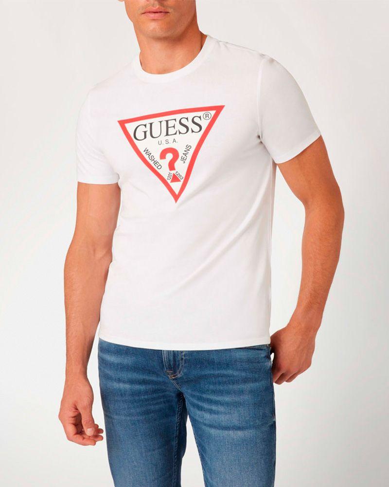 Polera Guess Hombre Cn Ss Original Logo Tee Blanco-2