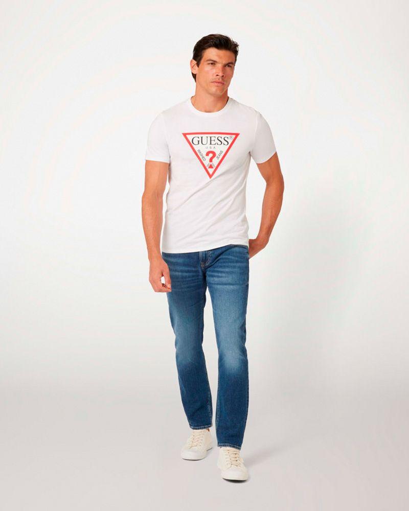 Polera Guess Hombre Cn Ss Original Logo Tee Blanco-3