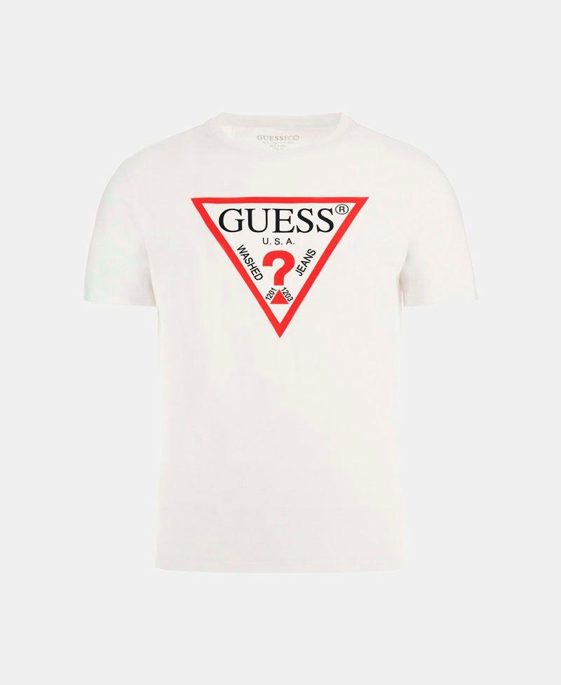 Polera Guess Hombre Cn Ss Original Logo Tee Blanco-4