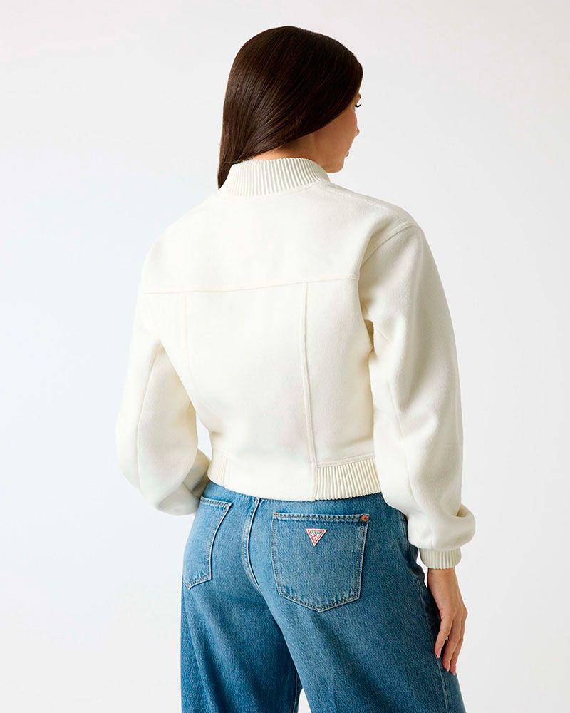 Chaqueta Lorenza Melton Bomber Blanco Mujer-1