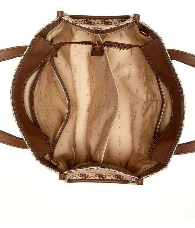 Cartera Guess Mujer Izzy 2 Compartment Tote Café-3